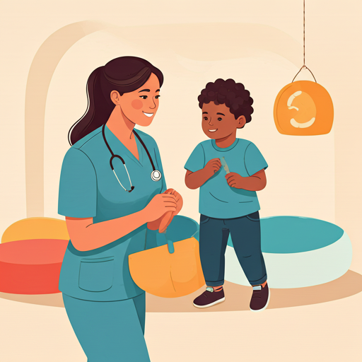 Happy nurse and child